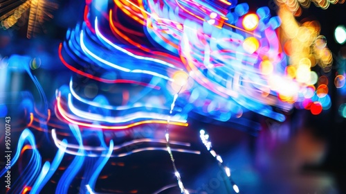 Abstract Light Trails In Cityscape
