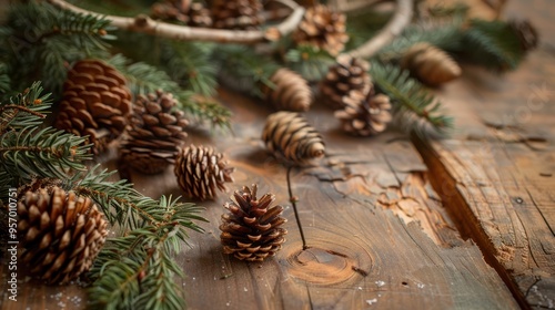 Christmas Decorations on Wooden Table