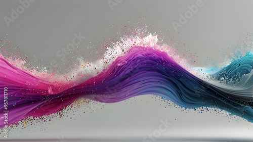 3D render of a digital background visualization of wave particle. Ai generative