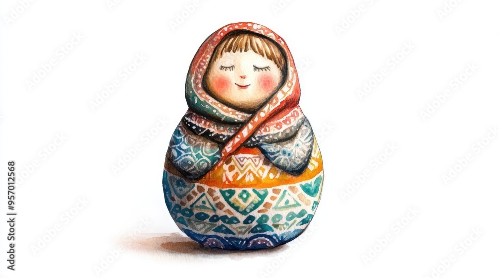 Charming Handcrafted Matryoshka Doll with Vibrant Patterns and Traditional Design Charming Handcrafted Matryoshka Doll with Vibrant Patterns and Traditional Design