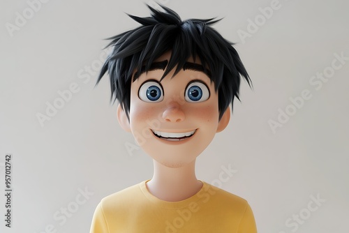 Happy Cartoon Boy, Youth Character photo