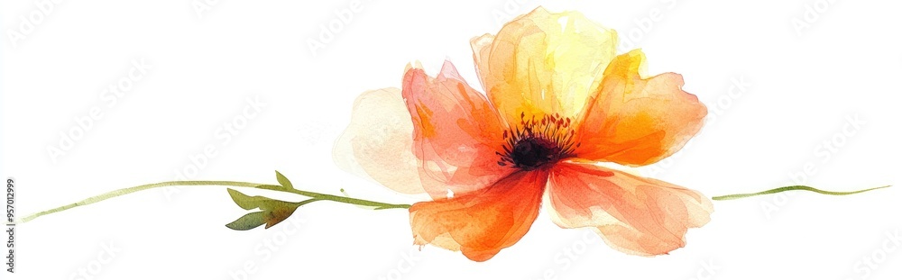 Fototapeta premium Elegant Watercolor Floral Illustration of an Orange Flower