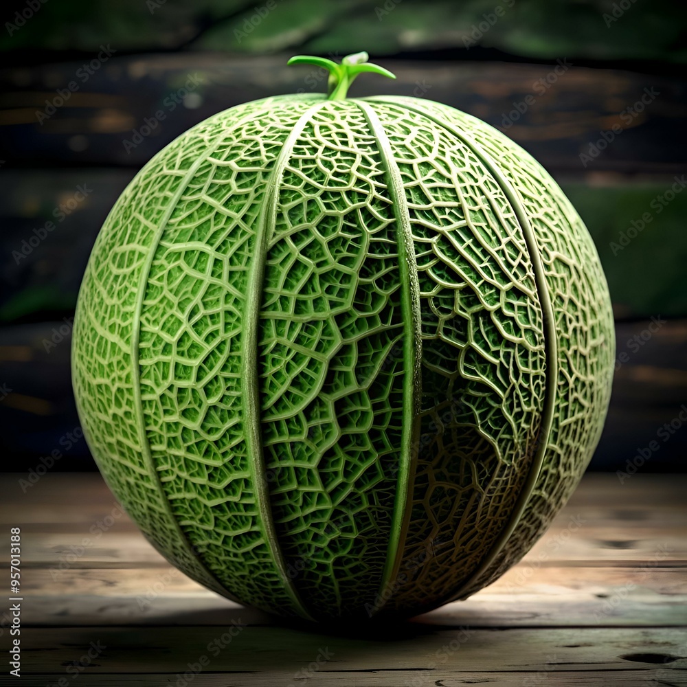 A photorealistic 3D illustration of a whole cantaloupe melon. showcasing its intricate and detailed rind. A photorealistic 3D illustration of a whole cantaloupe melon. showcasing its intricate and detailed rind.