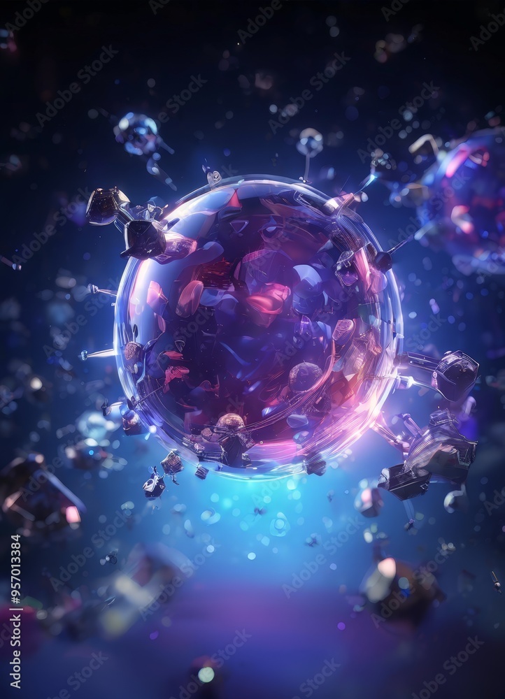 purple sphere with many small pieces glass purple sphere with many small pieces glass