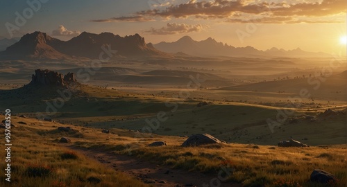 Steppes and mountains, landscape