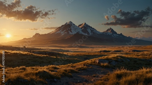 Steppes and mountains, landscape