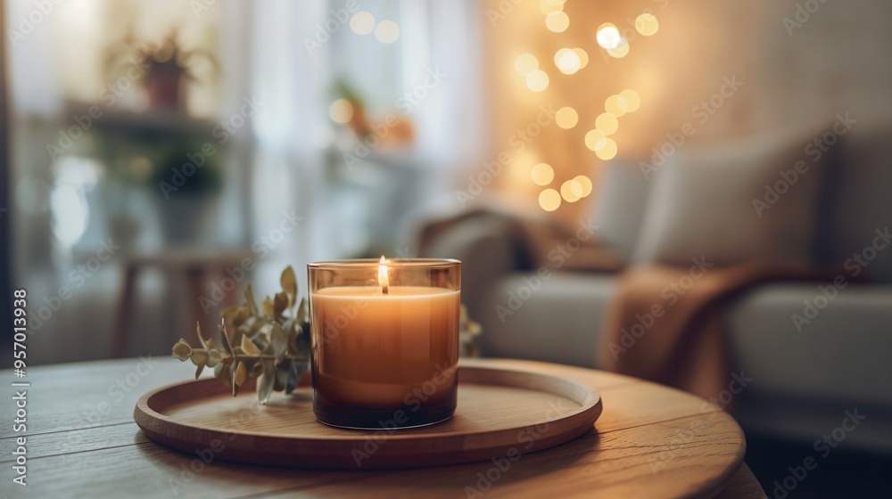 Fototapeta premium Cozy Candlelit Living Room Scene