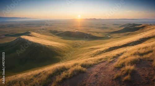 Steppes and mountains, landscape
