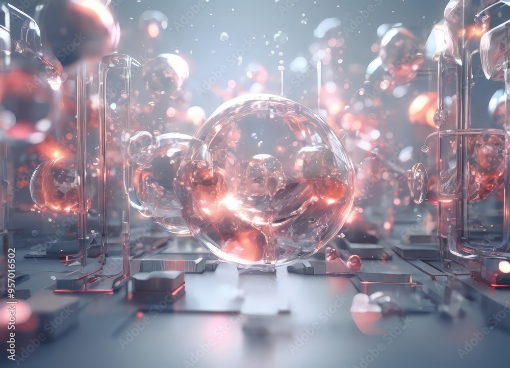glass sphere with many spheres and glass sphere with many spheres and