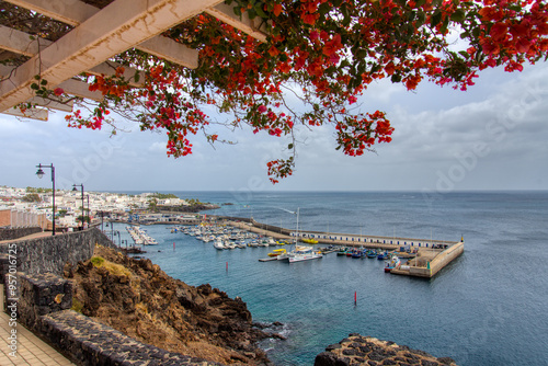 Schilderij op canvas A view of boats at Puerto Del Carmen harbour