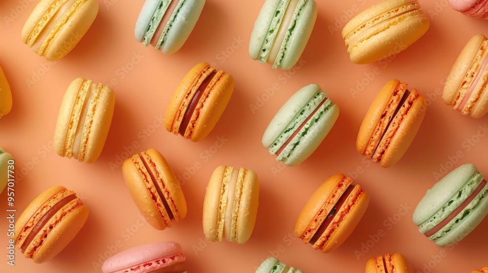 Various colorful of macarons, top view Various colorful of macarons, top view
