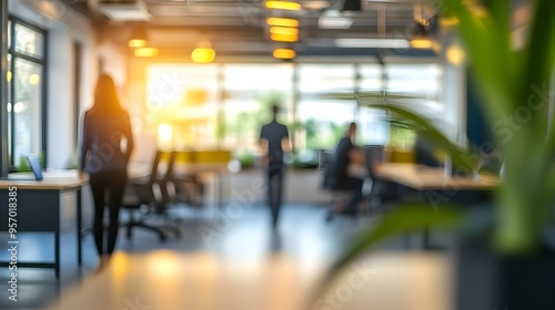Wallpaper Mural Blurred Modern Business Office with Casual Work Furniture and Bright Natural Lighting Torontodigital.ca