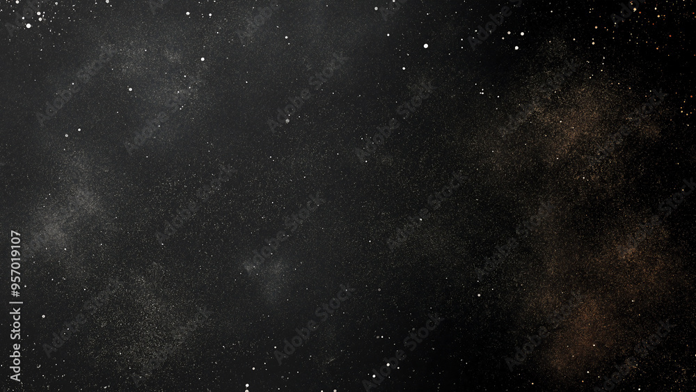 Obraz premium Dark background banner with stars, space, and dust that form an abstract shape.