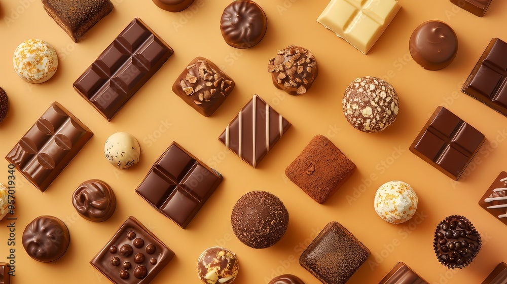 An assortment of chocolate bars, truffles, and bonbons An assortment of chocolate bars, truffles, and bonbons
