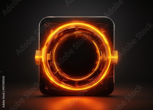 glowing orange neon sign on black background