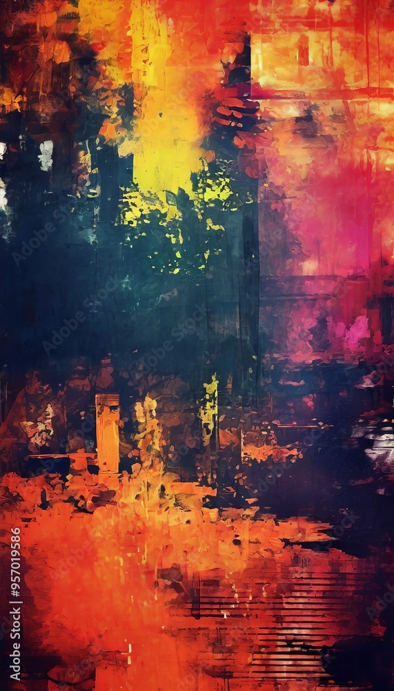 Naklejka premium abstract painting with bright colors and textures