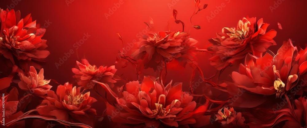 bunch red flowers on background bunch red flowers on background