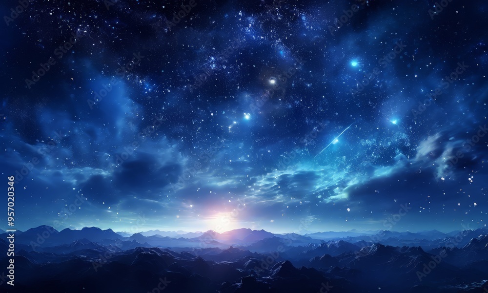 night sky with stars and mountain range night sky with stars and mountain range