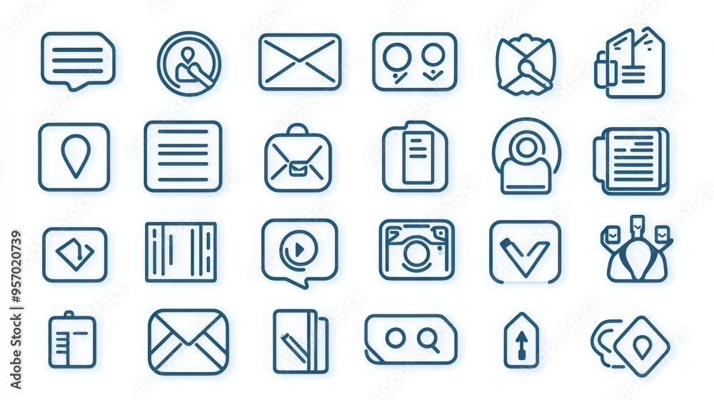 User Interface thin line icon set. Containing home, profile, settings, search, explore, notifications, direct messages, menu, bookmarks, feed, stories, reels, logout, privacy settings. User Interface thin line icon set. Containing home, profile, settings, search, explore, notifications, direct messages, menu, bookmarks, feed, stories, reels, logout, privacy settings.