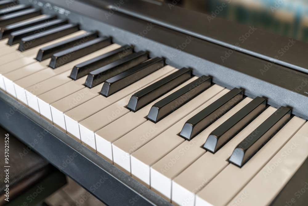 Black and White Piano Keys view From Above, Flat Lay Image,top view Black and White Piano Keys view From Above, Flat Lay Image,top view