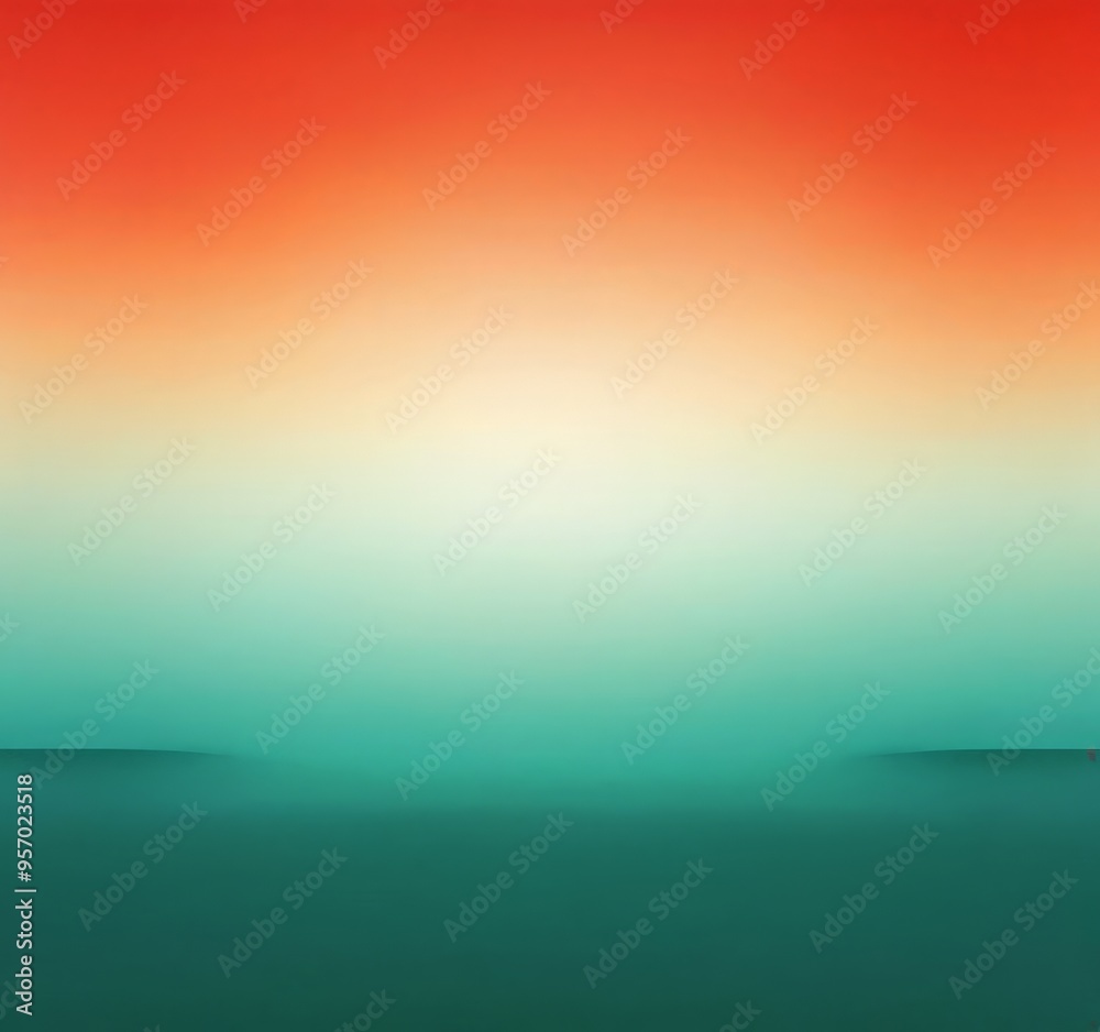 Fototapeta premium painting red and green sunset