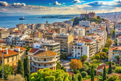 Thessaloniki cityscape Greek style architecture photo