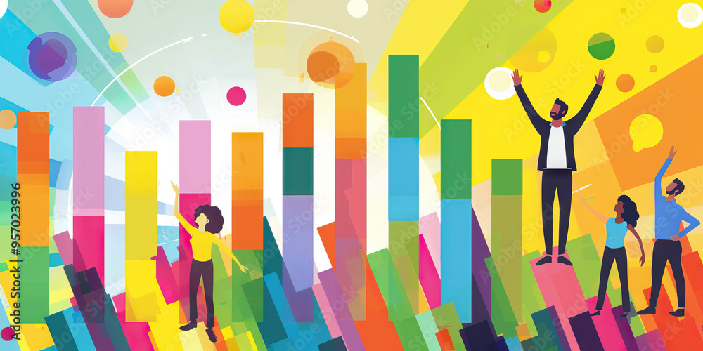 Employee Satisfaction Survey Results: Color-coded bars show trends in key areas like work-life balance, management, and compensation. Employee Satisfaction Survey Results: Color-coded bars show trends in key areas like work-life balance, management, and compensation.