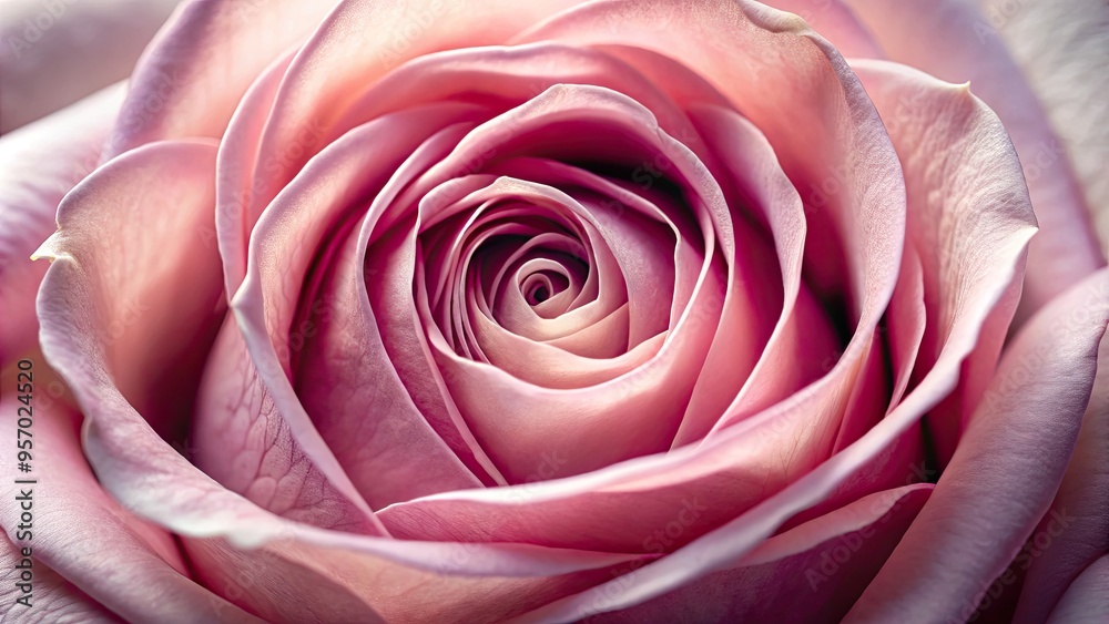 Obraz premium Delicate, velvety petals of a lush pink rose unfurl, showcasing intricate textures and soft, organic curves in a stunning, extreme close-up macro photography shot.