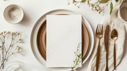 Blank menu card mockup, elegant design for anniversary celebrations and retirements
