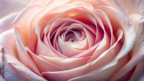 Delicate, velvety soft pink rose petals unfold like silk, revealing intricate details and microscopic textures in this extreme close-up, softly lit macro photography composition.