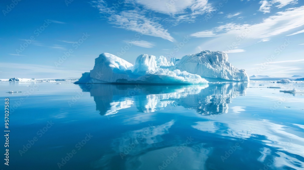 Obraz premium Icebergs floating in the cold waters of the Arctic Ocean