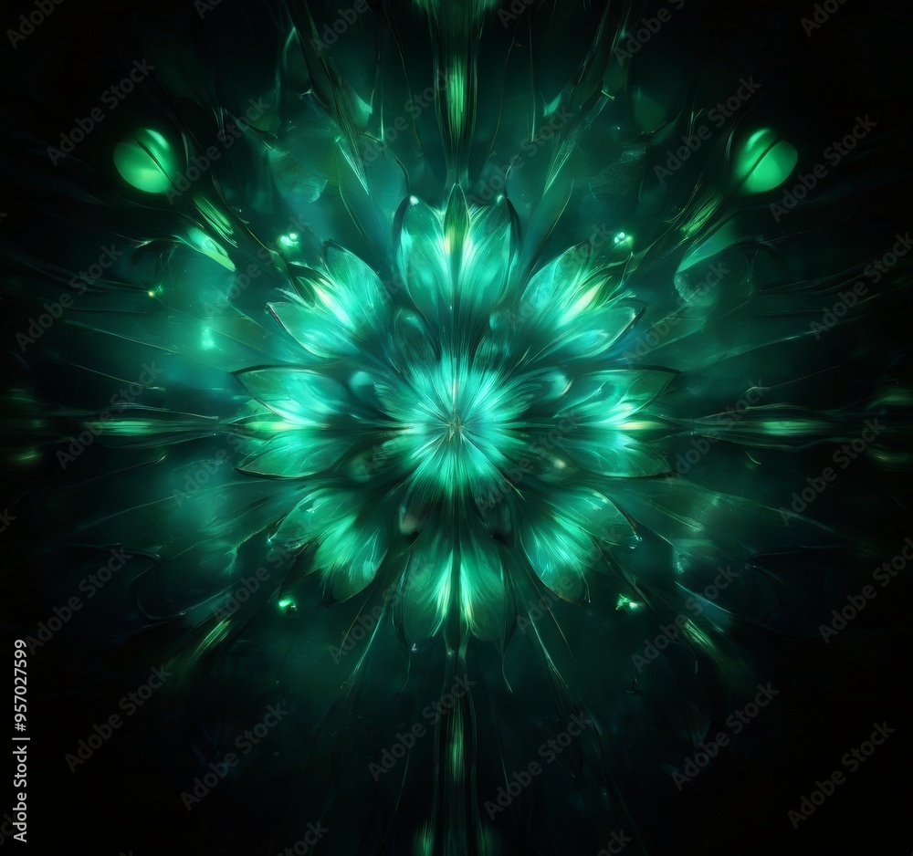 Fototapeta premium abstract green background with glowing lights