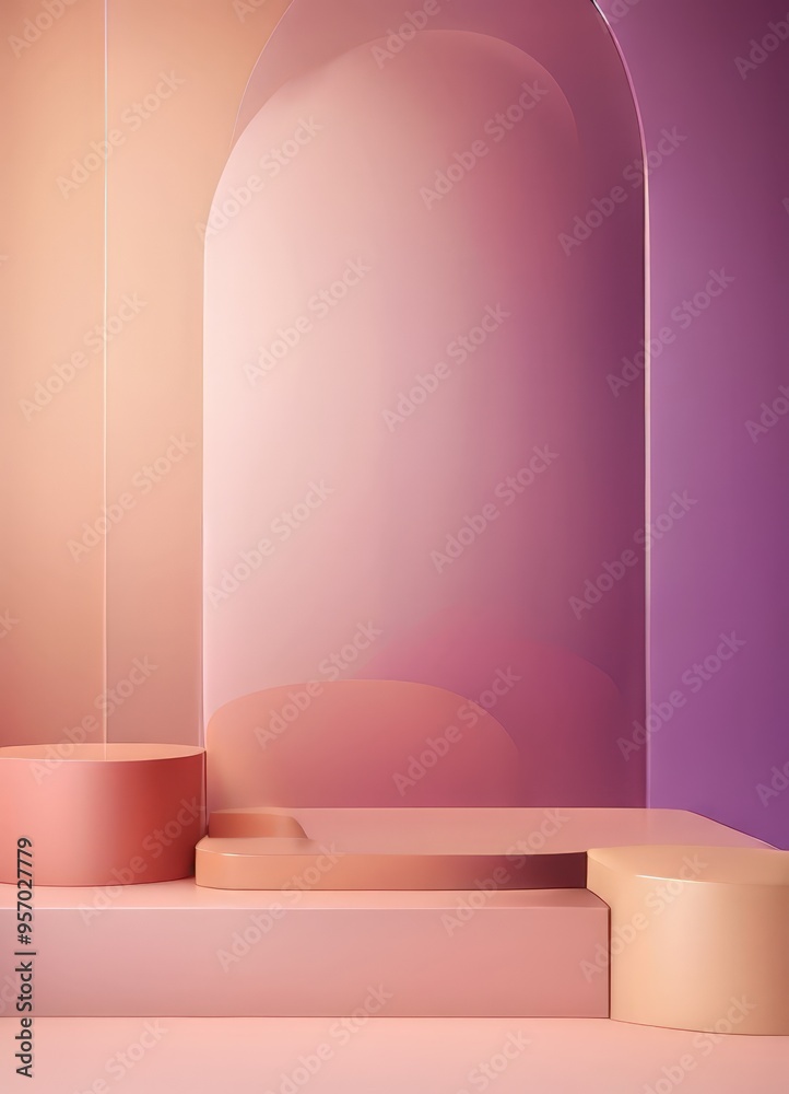 pink and gold abstract background with curved arch