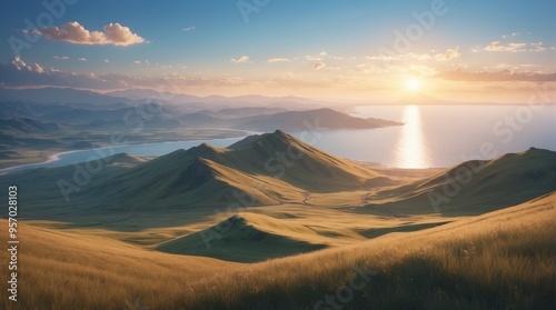 Landscape of the sea and mountains