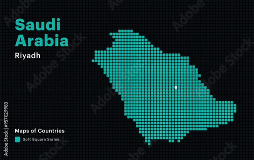 Creative Dotted Map of United Arab Emirates with capital Abu Dhabi. Soft Square dots