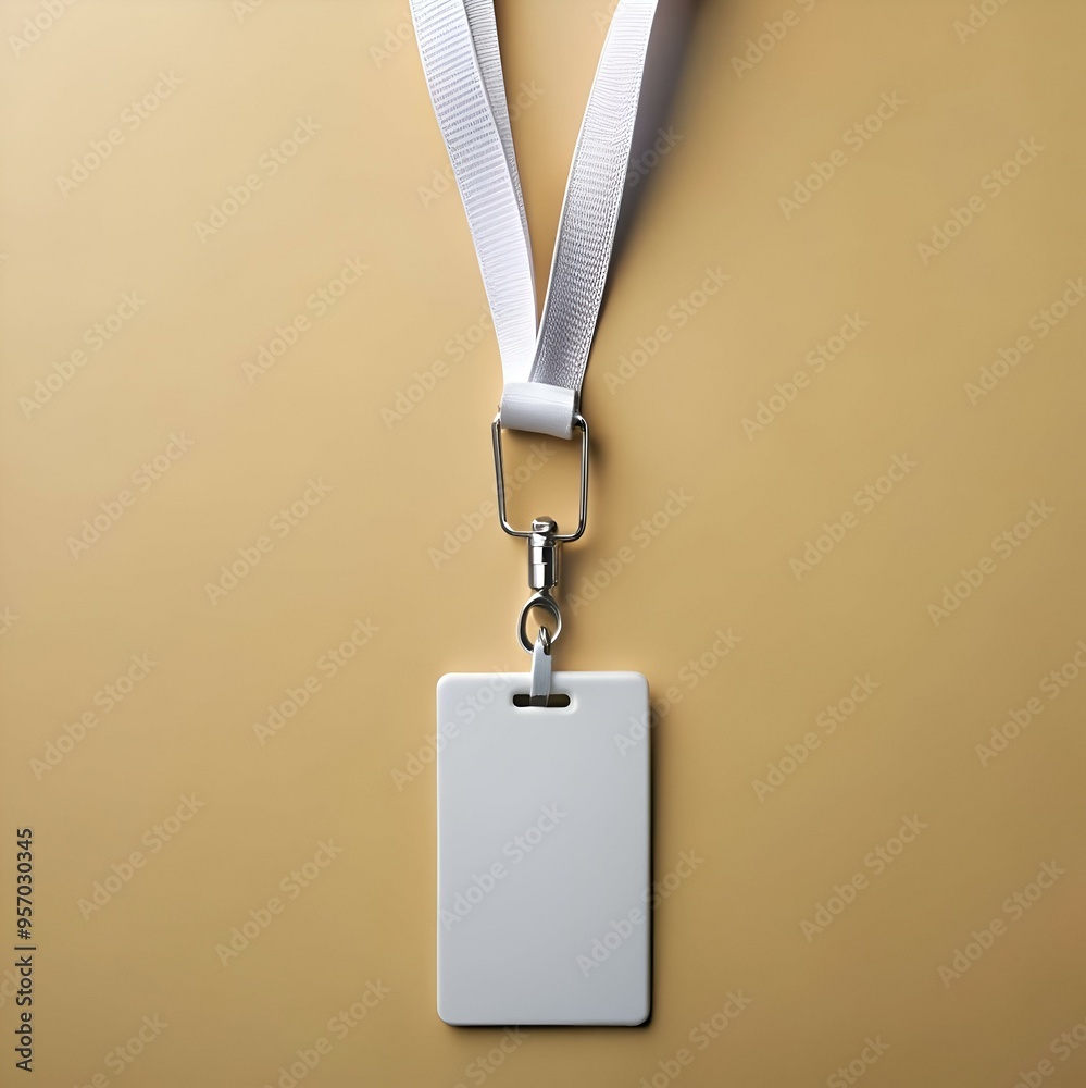 Blank white ID card on a lanyard. perfect for showcasing your company ...