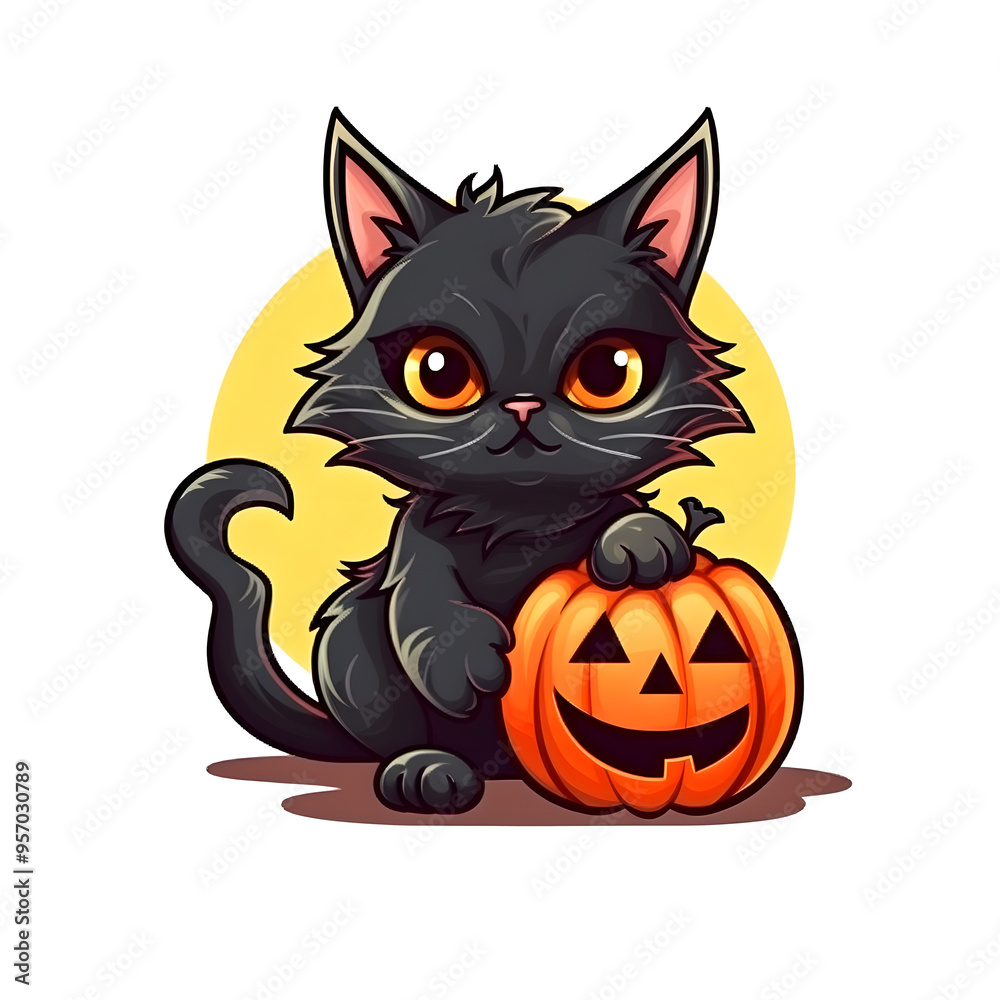 halloween cute cat cartoon character style generative AI. halloween cute cat cartoon character style generative AI.