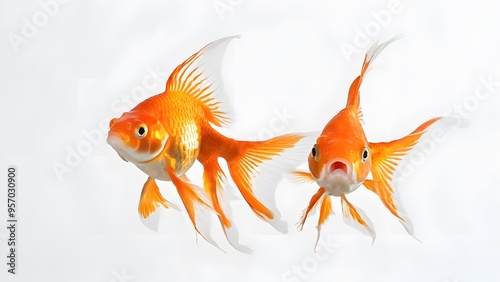 Fantail Goldfish Carassius auratus on white background photo