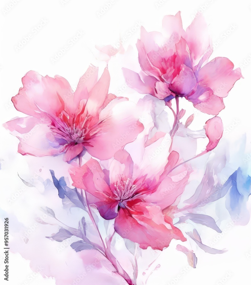 Obraz premium watercolor flowers on white background
