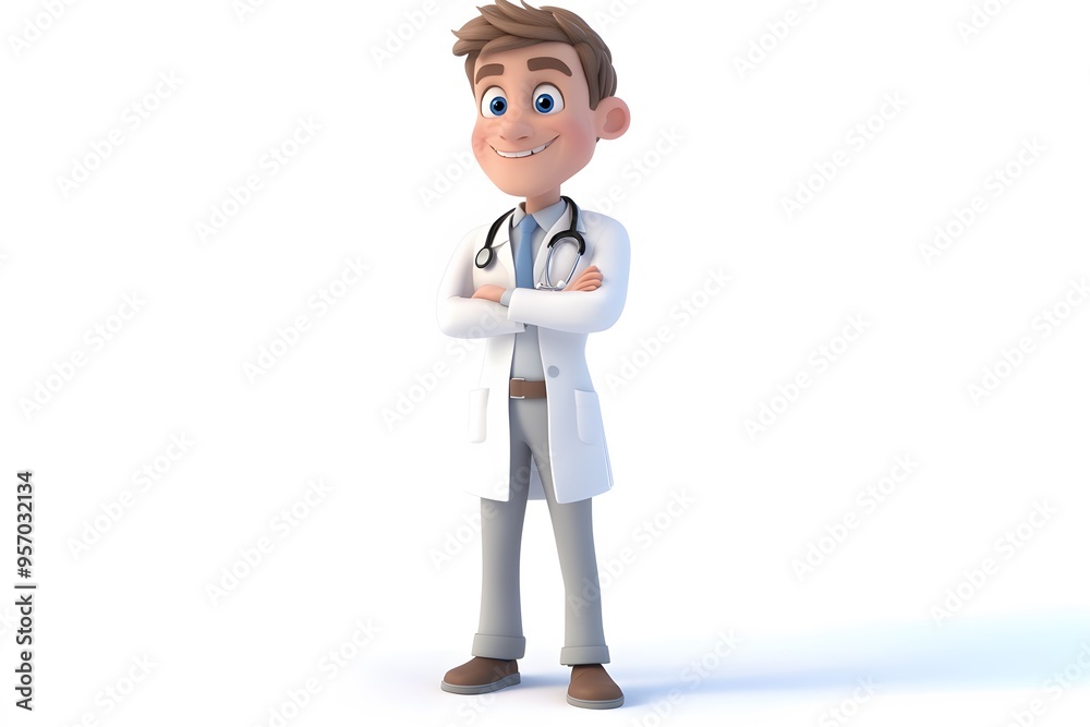 3d illustration of cartoon character doctor