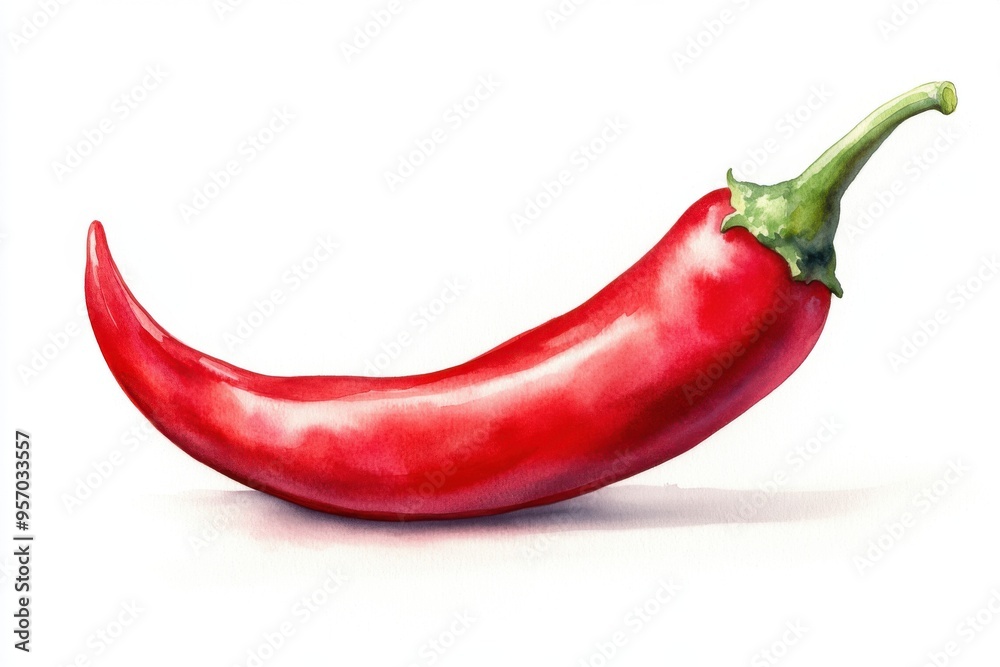 A vibrant red chili pepper with a glossy skin, ideal for adding spice and flavor to various dishes.