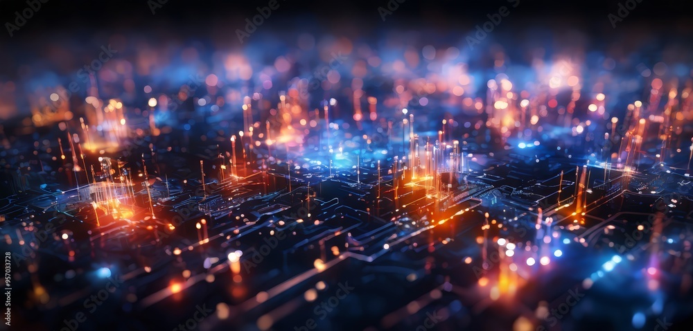 Obraz premium futuristic city with glowing lights