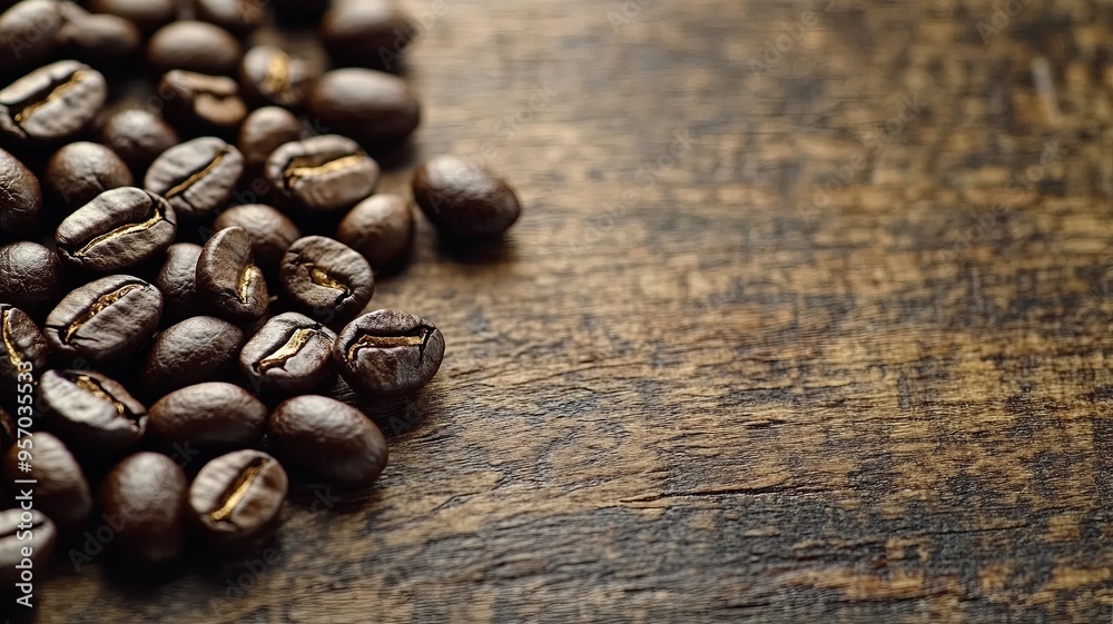 Scattering a few coffee beans around a copy space Scattering a few coffee beans around a copy space