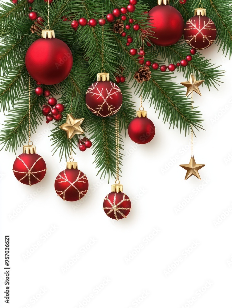 Weihnachtsdeko am unteren Rand isoliert auf weiÃen Hintergrund