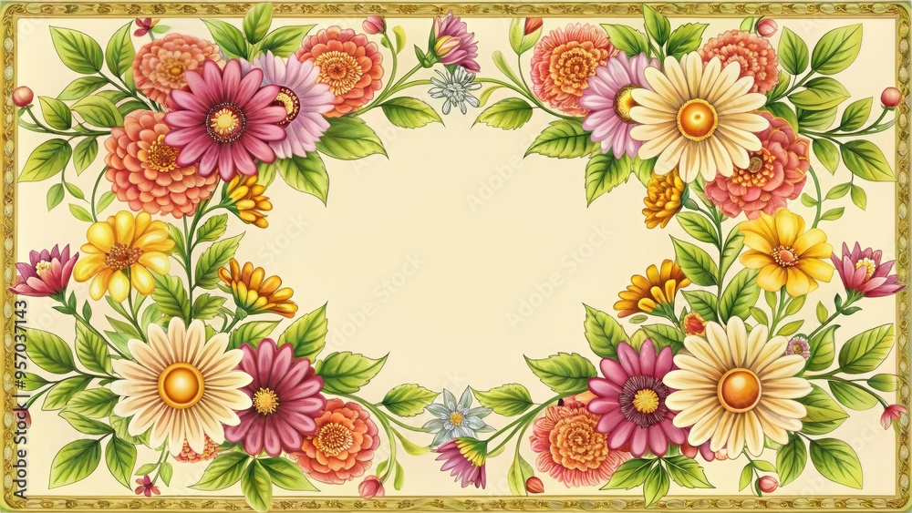 Obraz premium Flower+illustration+border