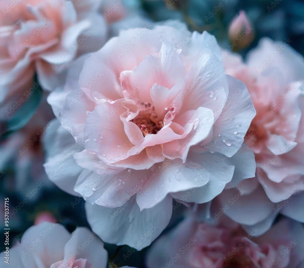 close up pink flower with water droplets close up pink flower with water droplets