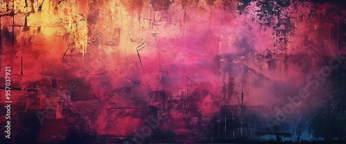 painting with red and yellow background