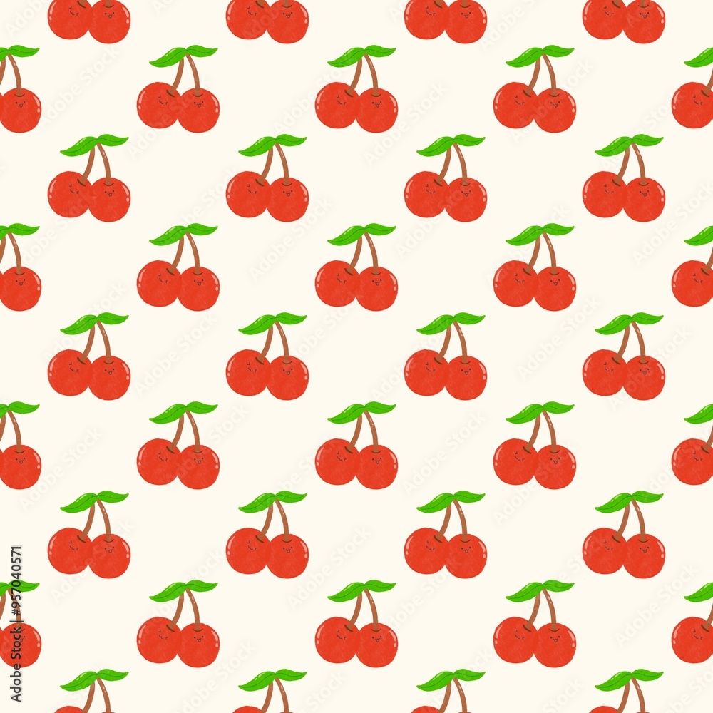 Cherry Seamless Patterns Background Wallpaper Cherry Seamless Patterns Background Wallpaper