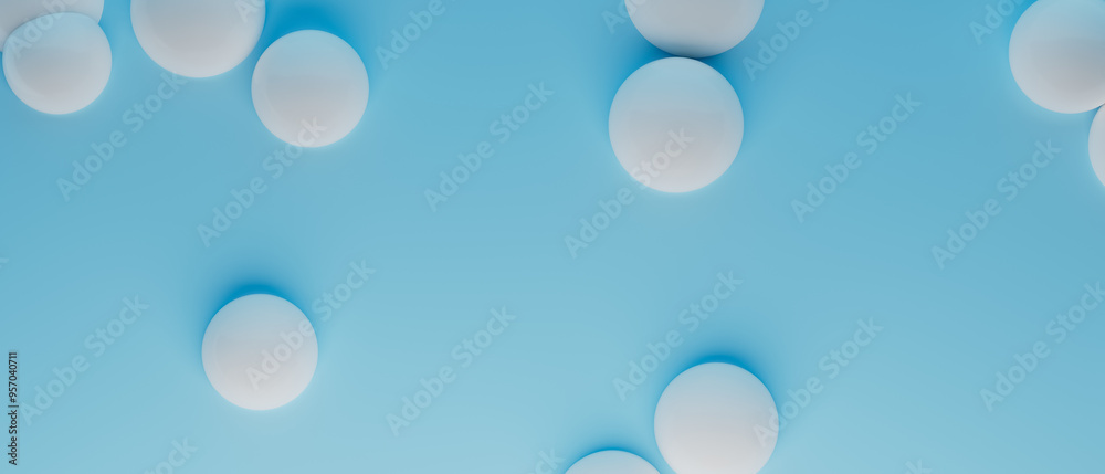 A blue background with white pills scattered across it, 3d render A blue background with white pills scattered across it, 3d render