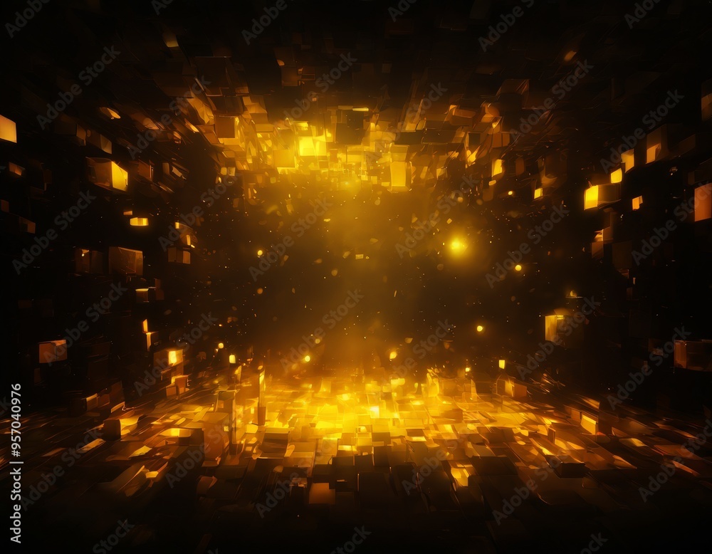 Fototapeta premium dark room with yellow light coming from the ceiling